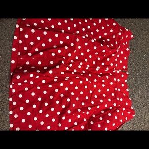 Red skirt with white polka dots